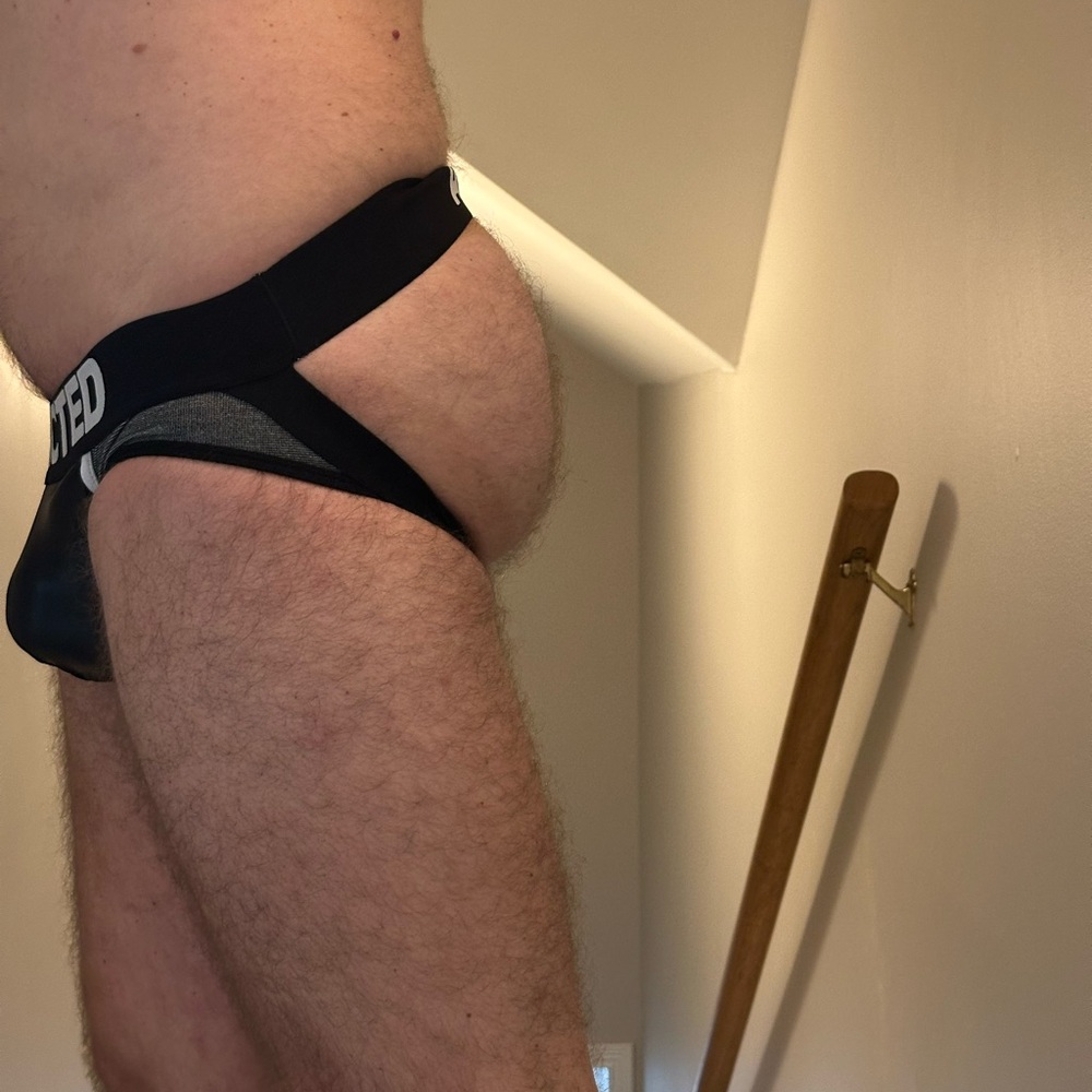 Addicted Men's Black Jockstrap leather pouch M/L